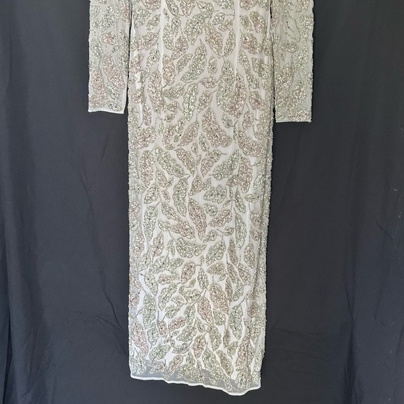 Mac Duggal 5424 NWT Foliage Embellished Midi Sheath Dress - Picture 4 of 8